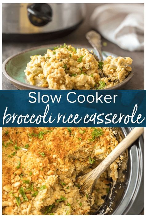 This Slow Cooker Velveeta Broccoli Rice Casserole is our go-to holiday side dish. Using a Crockpot is such an easy way to make cheesy broccoli and rice casserole. This Thanksgiving and Christmas favorite is easier than ever when made in a slow cooker! #thecookierookie #broccoli #velveeta #rice #casserole #crockpot #slowcooker #thanksgiving #sidedish via @beckygallhardin Crockpot Chicken Broccoli Rice, Broccoli Velveeta, Velveeta Broccoli Rice Casserole, Velveeta Broccoli, Chicken Broccoli Rice Cheese Casserole, Chicken Broccoli Crockpot, Broccoli Cheese Rice Casserole, Casserole Broccoli, Broccoli And Rice Casserole