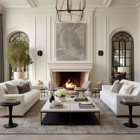 Mixing Antiques With Modern Living Rooms, Relaxing Master Suite, Symmetrical Living Room, Classic Modern Living Room, Mixing Antiques With Modern, Modern Farmhouse Living Room Ideas, Living Room Country, Room Country, House Aesthetics