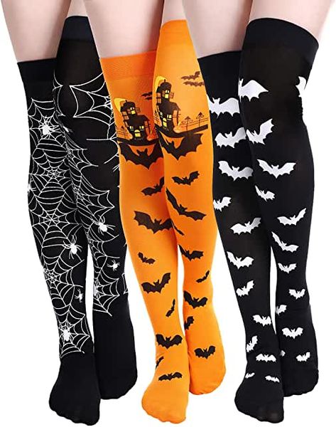 Off Shoulder Casual Dress, Socks Thigh High, Halloween Tights, Sheer Leggings, Funny Dresses, Over Knee Socks, Halloween Socks, Cosplay Halloween, Thigh High Socks