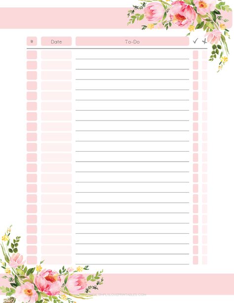 Simply Love Printables Pink Floral To Do List Pink To Do List Template, Notepad Design Free Printable, To Do List Template Free Printable, Cute Checklist Template, Printable List Templates, Cute To Do List Template, To Do Lists Aesthetic, Love Printables, Free To Do List