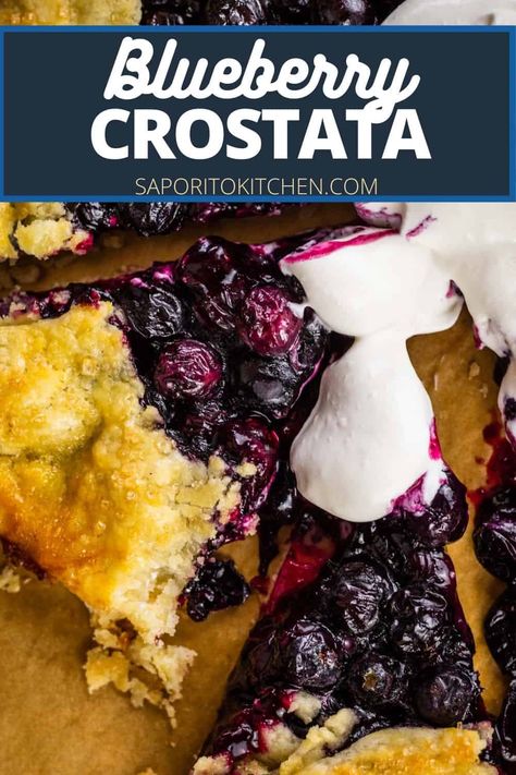 This Italian blueberry crostata recipe is an easy and simple dessert. Also known as a galette, this rustic pie is made with a homemade pie crust and can be made with fresh or frozen blueberries. Pie Blueberry Recipe, Blueberry Pie No Top Crust, Blueberry Crostata, Frozen Blueberry Pie, Gluten Free Pie Dough, Blueberry Crumble Pie With Frozen Blueberries, Blueberry Pie Fresh Blueberries, Rustic Blueberry Galette, Rustic Pie