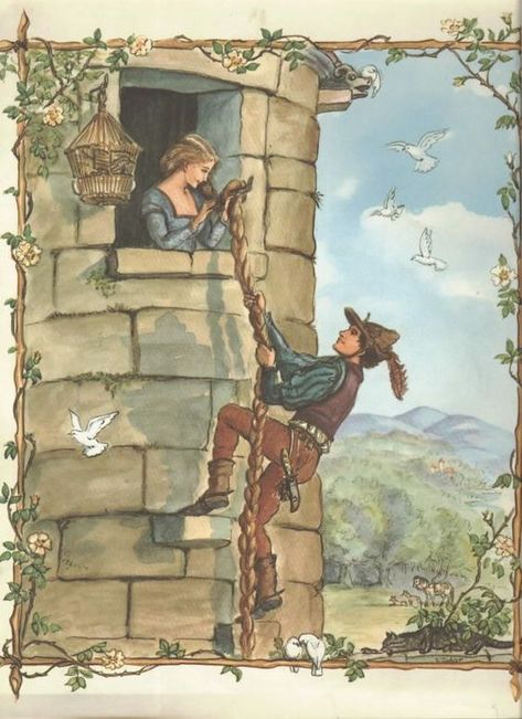 Rapunzel by Tasha Tudor, American illustrator Tasha Tudor Illustrations, Rapunzel Images, Rapunzel Characters, Art To Frame, Free Friday, Tasha Tudor, Fairy Tale Illustration, Fairytale Stories, Fairy Illustration