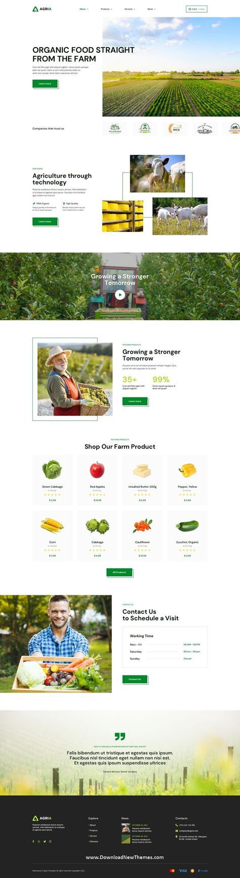 Agria – Agriculture Template for XD Review: Agria is an clean, elegant and modern design Adobe XD Template for creating websites for agriculture, fruits, vegetables, dairy farm, livestock, organic food and any related business and service company. XD is a popular design and prototyping tool developed by Adobe that is used to create and collaborate on website designs to download now & live preview click on image 👆 Agriculture Template, Farm Website, Cheese Farm, App Design Trends, About Us Page Design, Agriculture Design, Organic Food Products, Ux Design Principles, Blue Website