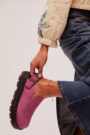 Shop our Dr. Martens Zebzag Mules at FreePeople.com. Boho clothing for the creative spirit- free worldwide shipping. Fuchsia Heels, Platform Mules, Suede Fashion, Slingback Shoes, Dream Shoes, Mode Inspiration, Dr. Martens, Cute Shoes, Boho Outfits