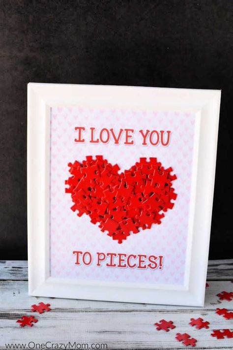 Valentine's Day is around the corner and you are going to have a blast making this I love you to pieces craft. Get your free i love you to pieces template. Easy Crafts For Teens, Diy Puzzle, Valentine Love Cards, Love You To Pieces, Puzzle Crafts, Valentine Crafts For Kids, Altered Book Art, Homemade Valentines, Free Valentine