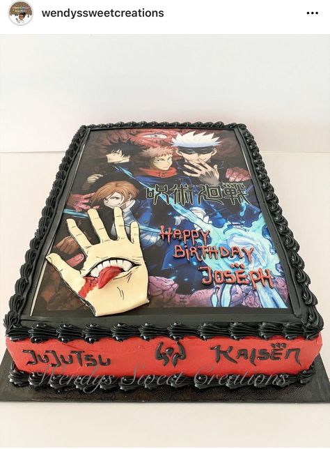 Jujutsu Kaisen Cake Ideas, Jujutsu Kaisen Cakes Birthday, Jjk Birthday Cake, Jujutsu Kaisen Cake, Anime Birthday Party Ideas, Cake Design For Men, Anime Birthday, Anime Cake, Funny Birthday Cakes