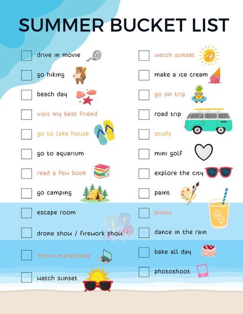 Summer bucket list for my girlies ❤️ Stay tuned and follow for more 💥 #summer #summerlist #bucketlist #summerideas #2024 Ice Cream Beach, Journal And Planner, Screen Free Activities, Fireworks Show, Drive In Movie, Go Hiking, Mini Golf, Summer Bucket Lists, Summer Bucket List