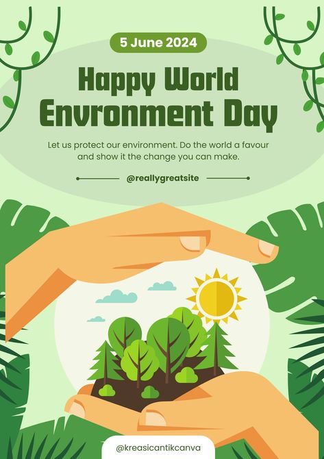 👉CLICK THE LINK TO EDIT!💻✨   Happy World Environment Day! Celebrate this important day with our beautifully designed templates. Customize it with your message or event details using Canva's easy editing tools. Let's work together to protect and cherish our planet. #WorldEnvironmentDay #CanvaDesign #PosterTemplate #ProtectOurEarth  👣 Follow us too! 🌟 @kreasicantikcanva Save Our Environment Poster, Protect Environment Poster, World Environment Day Poster, Environment Day Poster, Calligraphy For Kids, Happy Environment Day, World Science Day, World Environment Day Posters, Happy World Environment Day