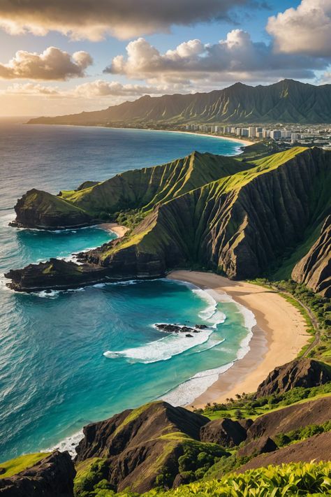 Unveiling Oahu&#8217;s Geological Marvels 🌋 Pacific Islands, Mountain Ranges, Nature Hawaii, Pacific Islander, Oahu Mountains, Hawaii Oahu Photography, Oahu Beaches Pictures, Hawaii Nature Aesthetic, Waimea Bay