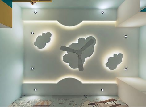 Pop ceiling Design for kids room Fall Seeling Design Simple For Bedroom, Kids False Ceiling Design, Small Bedroom Ceiling Design Modern, Kids Room Pop Ceiling Design, Roof Pop Design For Bedroom, Children Bedroom Ceiling Design, Children Bedroom False Ceiling Design, Kids Bedroom Ceiling Design, Kids Room False Ceiling Design