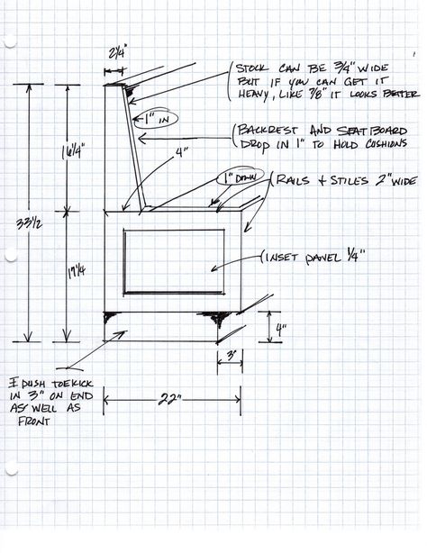 I actually got these measurements after the banquette was built because other woodworkers or DIY homeowners were asking for the information on a regular basis.   I built it from a very rough sketch and less information. A clean drawing or SketchUp image is not always necessary depending on your skill level. Banquette Dimensions, Kitchen Booth, Banquette Ideas, Kitchen Booths, Nook Bench, Corner Banquette, Bench Seating Kitchen, Banquette Seating In Kitchen, Best Kitchen Design