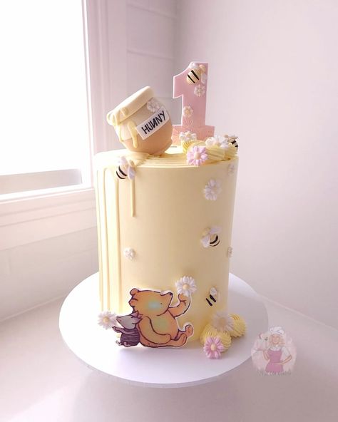 Full On Cakes (@full_on_cakes) • Instagram photos and videos Winnie The Pooh 1st Birthday Cake, Winnie The Pooh Cakes, Winnie Pooh Cake, Winnie The Pooh Birthday Cake, Pooh Birthday Cake, Pink Baby Shower Cake, Second Birthday Cakes, Poppy Cake, Winnie The Pooh Cake