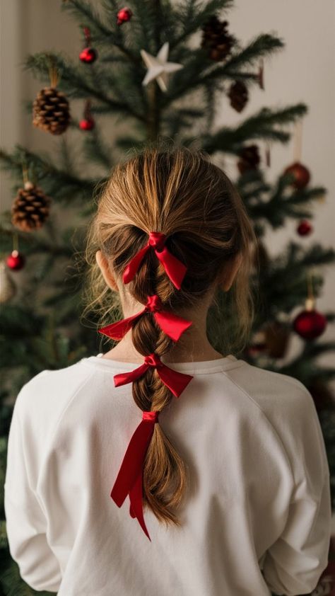 Christmas Hair Kids, Holiday Hairstyles For Kids, Christmas Hair Bows Diy, Holiday Hair Ideas, Christmas Hairstyles For Kids, Cute Christmas Hairstyles, Kids Haircut, Christmas Hairstyle, Childrens Hairstyles