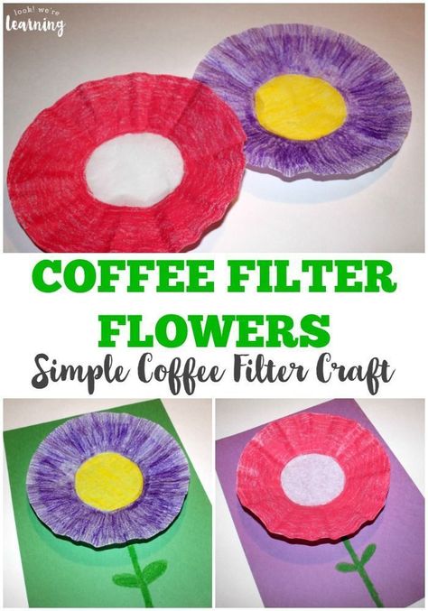 Looking for a simple spring craft? Try this easy coffee filter flower craft kids can make! Flower Crafts Kids, Spring Art Projects, Coffee Filter Crafts, Coffee Filter Flowers, Spring Coffee, Spring Craft, Craft Kids, Spring Kids, Spring Crafts For Kids