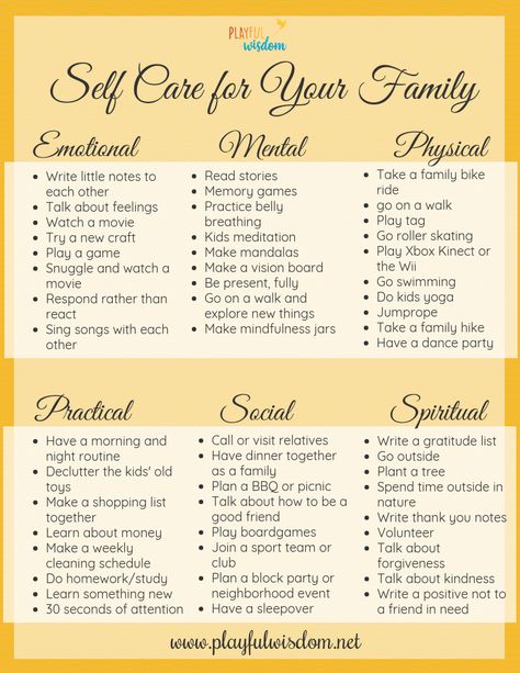 Self care for families! Self Care For Parents, Respite Care Activities, Self Care For Families, Parent Self Care, Family Wellness Activities, Parent Support Group Activities, Group Self Care Activities, Self Care For Kids, Special Needs Parents Self Care