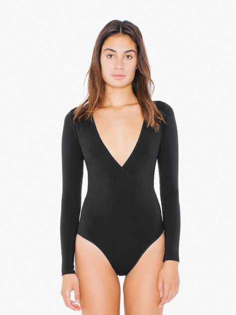 American Apparel Cotton Spandex Cross V Bodysuit Scoop Back Bodysuit, Spandex Bodysuit, Long Sleeve Leotard, Turtleneck Bodysuit, Deep Plunge, Usa Outfit, Long Sleeve Bodysuit, Outfits For Teens, American Apparel