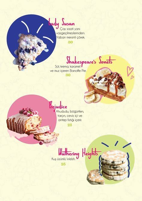 Menu Design Cute Menu Ideas Design, Baking Graphic Design, Cookie Menu Design, Menu Ideas Design Creative, Menu Illustration Design, Cake Menu Design Ideas, Menu Website Design, Cake Menu Design, Dessert Menu Design