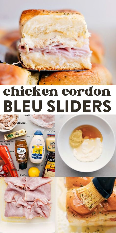 Chicken Cordon Bleu Sliders, Bleu Cheese Recipes, Cordon Bleu Sliders, Chicken Cordon Bleu Sandwich, Ham Sliders Recipes, Sweet Hawaiian Rolls, Ham Sliders, Savory Ham, Crispy French Fries