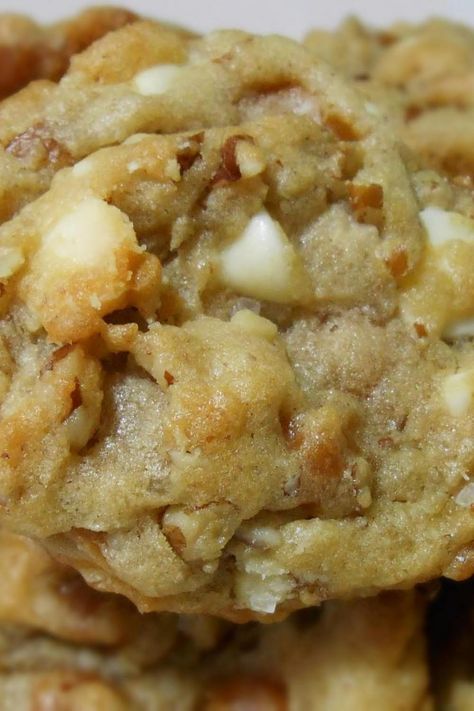 Salted Caramel White Chocolate Chip Cookies White Chocolate Chip Cookies Recipes, White Chocolate Chip, White Chocolate Chip Cookies, Chip Cookie Recipe, White Chocolate Chips, Cookies Recipes Chocolate Chip, Cookie Desserts, Sweets Treats, Sweet And Salty