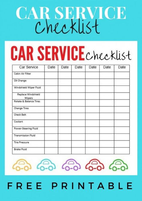 Car Service Checklist FREE Printable Vehicle Maintenance Log, Car Checklist, Mom Checklist, Car Care Tips, Ideas Illustration, Maintenance Checklist, Vehicle Maintenance, Car Tips, Driving Tips