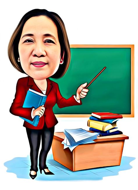 Teachers Cartoon Pic, Teachers Cartoon Images, Teacher Cartoon Character Animation, Teacher Drawing Cartoon, Caricature Teacher, Woman Caricature, Animated Teacher, Caricature Ideas, Teacher Picture