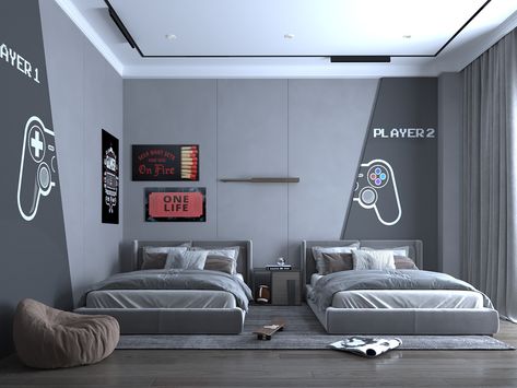 Boys Room Gamer Bedroom Ideas, Room Ideas Gamer, Game Room Idea, Room Ideas Gaming, Gamer Room Ideas, Games Room Ideas, Bar Room Design, Gamer Bed, Gamer Bedroom Ideas