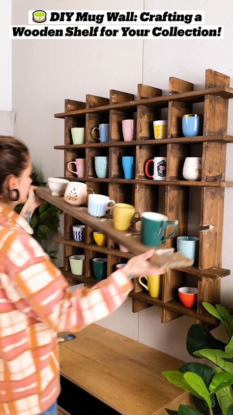 Home Bar Ideas, Mug Wall, Diy Mug, Coffee Mug Display, Sharpie Mug, Seating Ideas, Mug Display, Diy Mugs, Banquette Seating