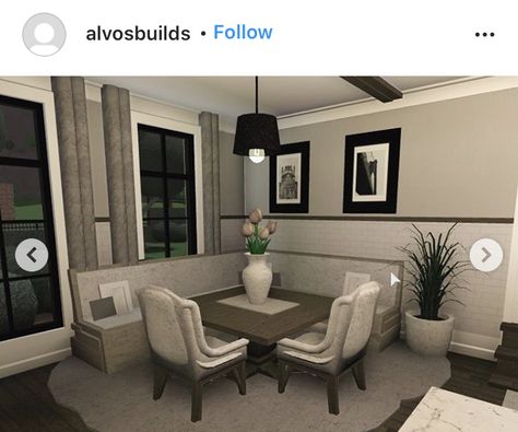 3x3 Dining Room Bloxburg, Bloxburg Table Ideas, Bloxburg Dinner Room Ideas, Bloxburg Building Ideas, Roblox House Ideas, Bloxburg Home Ideas, Bloxburg Rooms, Ideas For Bloxburg, Bloxburg Interior