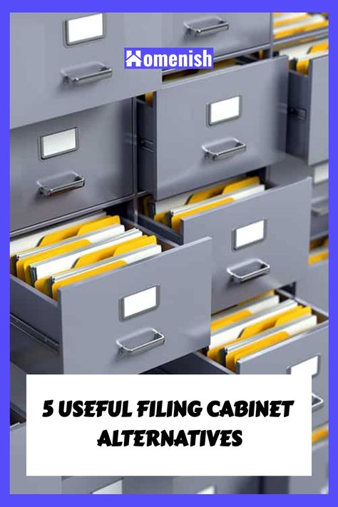 Blocky, solid, and often unappealing, filing cabinets are the only type of furniture that is specifically designed to organize as many documents as possible. Or are they? Here are some viable alternatives. Not all of them are perfect, and your ultimate choice will depend on your priorities: are you trying to keep everything looking cozy? Or do you need to hold more in less space or with less money? Organize Filing Cabinet, Cabinet Alternatives, Printer Cabinet, Hanging Folders, Thermal Paper, Sticky Paper, Mini Printer, Filing Cabinets, Plastic Container Storage