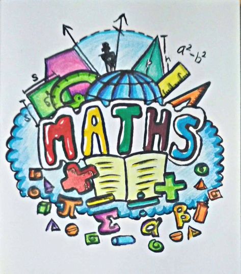 Math Lettering Design, Math Doodles, Math Drawing, Math Design, Project Cover Page, Front Page Design, Teacher Thank You Cards, Free Math Worksheets, Math Printables