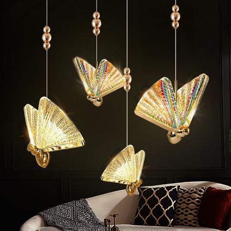 The ArtZ® Butterfly Ceiling Lamp is a functional ceiling lamp, but is also a work of art. It is a statement piece that cannot be missed, that will add uniqueness, to the overall decor of your home or office. Adjustable hanging length up to 78.7 inches (200cm) Two size options: 5.1 inch by 5.9 inch by 7.5 inch (13x15x19cm) 6.7 inch by 7.9 inch by 9 inch (17x20x23cm) LED Light With 3 Color Switching: Warm Light, White Light, Natural Light Material: Electroplated and Polished Iron, Zinc Alloy, Acry Butterfly Chandeliers, Hanging Light Lamp, Animal Lamp, Silver Pendant Lighting, Hanging Pendant Lamp, Gold Lamp, Pendant Lights & Chandeliers, Hanging Pendant Lights, Led Pendant Lights