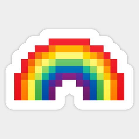 Pixel Rainbow - Rainbow - Sticker | TeePublic Rainbow Pixel Art, Pixel Stickers, Pixel Rainbow, Pixel Art Sticker, Rainbow Kawaii, Rainbow Magnet, Lgbt Sticker, Perler Bead Templates, Pride Stickers