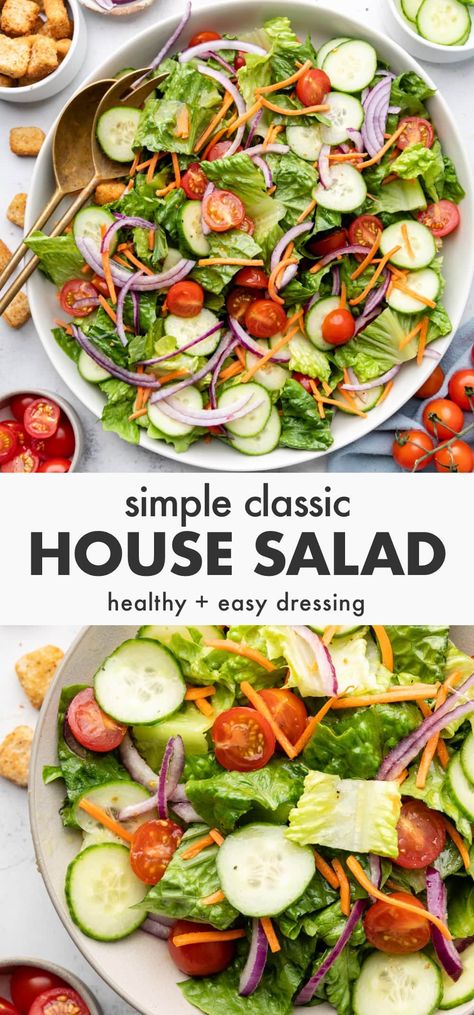 Classic House Salad Recipe House Salad Recipe, Chef Salad Recipes, Side Salad Recipes, Classic Salad, House Salad, American Recipes, Salad Recipes For Dinner, Chicken Pasta Recipes, Easy Salad Recipes