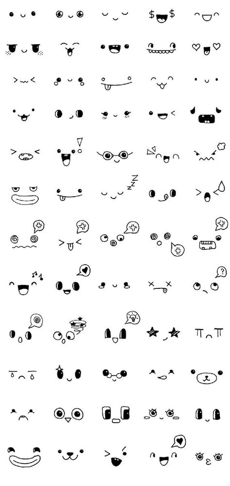 Emoji Drawings, Zestaw Ikon, Couple Drawing, Cute Easy Doodles, Drawing Eyes, Kawaii Faces, Seni Dan Kraf, Easy Doodle Art, Easy Doodles Drawings