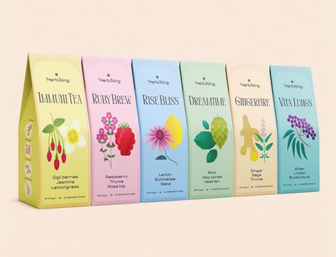 Herb Branding, Tea Branding Design, Herbal Tea Packaging, Witch Tea, Tea Branding, Sparkling Tea, Tea Package, Stylized Illustration, Tea Packaging Design