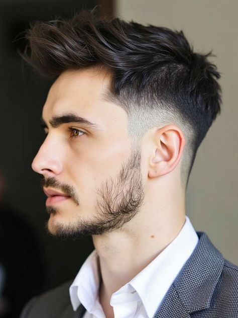 30 Pixie Hairstyles for Men: Bold Cuts and Fresh Looks to Try Now Haircut For Men With Widows Peak, Side Haircut For Men, Haircut For Oval Face Shape Men, Hairstyle For Oval Face Shape Men, Slope Haircut Men, Under Cut For Men, One Side Hairstyle Men, Side Fade Haircut Men, Oval Shape Haircut