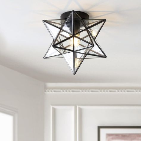 Stella-9.75-Moravian-Star-Metal-Glass-LED-Pendant-Oil-Rubbed-Bronze-by-JONATHAN Moravian Star, Integrated Lighting, Star Silhouette, Metal Star, Flush Mount Lights, Cool Floor Lamps, Star Light, Decorative Lighting, Led Flush Mount