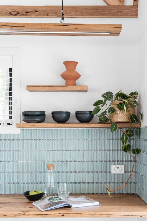 Wooden Benchtop Kitchen, Timber Benchtop Kitchen, Wooden Benchtop, Kitchen Palette, Timber Benchtop, Joinery Furniture, Kitchen Feature Wall, Recycled Timber Furniture, Bungalow Decor