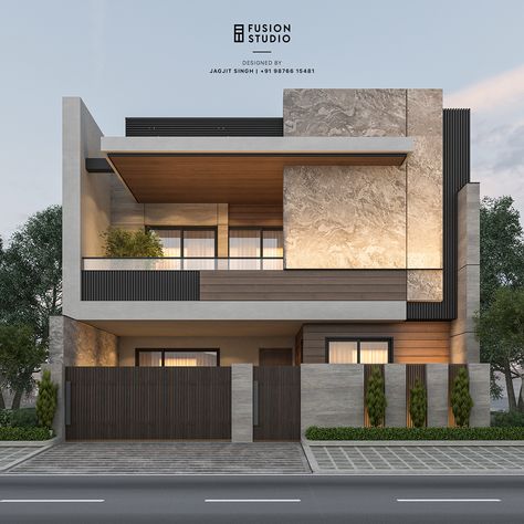 36ft Elevation on Behance Modern Elevation, House Fence Design, House Outer Design, Small House Elevation, Small House Front Design, Contemporary House Exterior, Facade Architecture Design, Small House Design Exterior, Small House Elevation Design