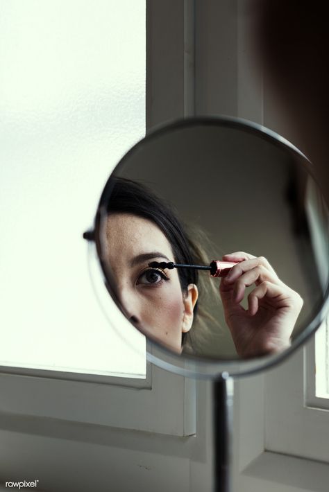 Woman applying makeup using a mirror | free image by rawpixel.com / roungroat Woman Applying Makeup, Mirror Photography, Beauty Haul, Amazon Beauty, Beauty Mirror, Beauty Event, Makeup Mirror With Lights, Cosmetic Mirror, How To Apply Mascara