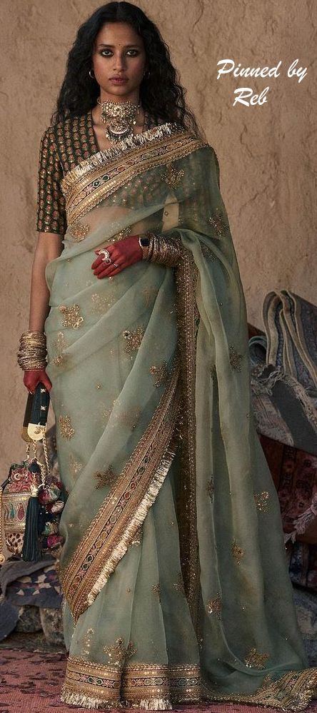 Pinterest @Littlehub || Sabyasachi ~ An exquisite clothing world Sabyasachi Sarees Green, Pink Sabyasachi Saree, Sabyasachi Wedding Sarees, Sabiya Sachi Dress, Sabyasachi Designs Indian Outfits, Designer Sarees Wedding Sabyasachi, Sabyasachi Organza Saree, Sangeet Saree Outfit, Sabyasachi Bride Saree