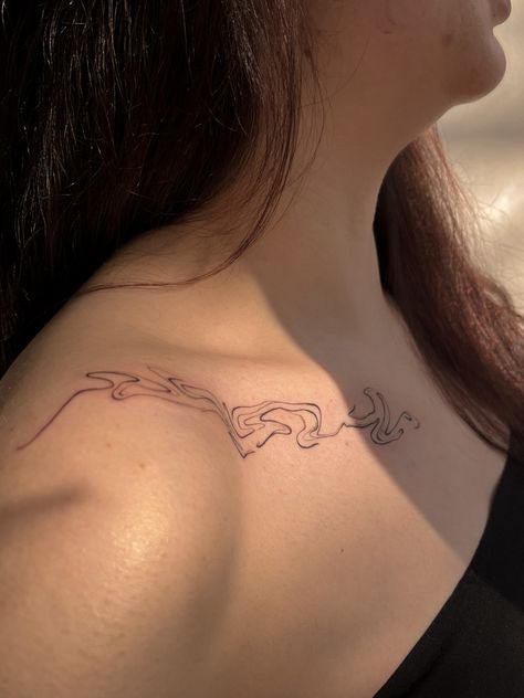 Topo Lines Tattoo, Fire Shoulder Tattoo, Abstract Collarbone Tattoo, Chinese Clouds Tattoo, Water Flow Tattoo, Pantone Tattoo, Squiggle Tattoo, Frequency Tattoo, Benjamin Tattoo