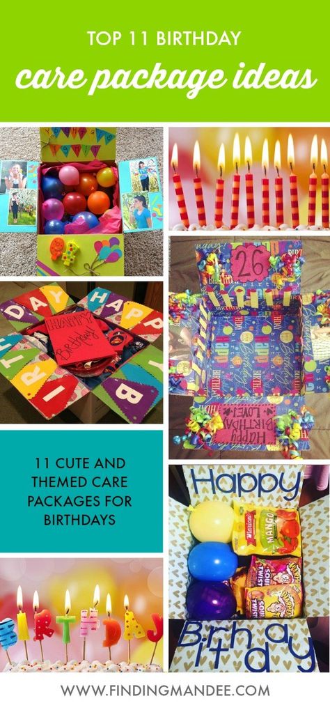 Birthday Care Package Ideas | Finding Mandee Birthday Care Package For Boyfriend, Birthday Box For College Son, 21 Birthday Care Package Ideas, Birthday In A Box Ideas, Birthday Care Package Ideas For Her, 30th Birthday Care Package Ideas, Care Package Ideas Birthday, Birthday Care Package Ideas For Guys, Birthday Box Ideas For Her