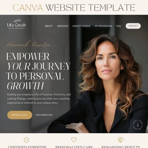 Life Coach Canva Website Template Life Coach Website Template Boho Landing Page Coaching Business Therapist Web Site Canva One Page Website - Etsy Life Coach Websites, Website Branding Inspiration, Coaching Website, Life Coach Business, Modern Website Design, Coach Website, One Page Website, Ui Design Website, Canva Website