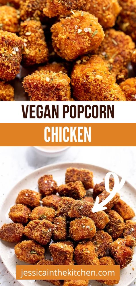 Hidden Tofu Recipes, Vegan Chicken Nuggets Recipes, Crispy Tofu Nuggets, Tofu Mcnuggets, Popcorn Tofu, Popcorn Tofu Nuggets, Vegan Popcorn, Vegan Chicken Nuggets, Popeyes Chicken