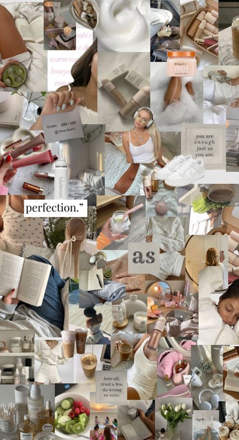 Clean Girl Collage, Clean Girl Wallpaper, Aesthetic Collage Wallpaper, Makeup Collage, Planner Themes, Summer Cleaning, Trippy Iphone Wallpaper, 17th Birthday Gifts, Clean Motivation