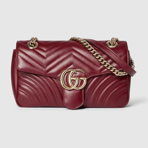 GG Marmont small shoulder bag in Gucci Rosso Ancora | GUCCI® UK Gg Marmont Small Shoulder Bag, Gucci Marmont, Group Gifts, Gucci Gg Marmont, Gg Marmont, Small Shoulder Bag, Chain Bags, Dream Wardrobe, Gift Wrapping