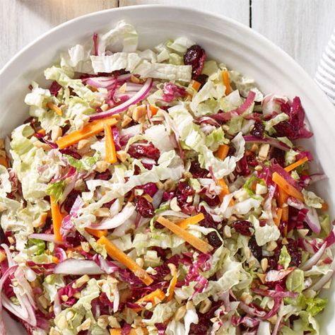 Cranberry Slaw, Fresh Cranberry Salad, Napa Cabbage Salad, Cranberry Salad Recipes, Cranberry Salad, Savory Salads, Vegetarian Sides, Cole Slaw, Slaw Recipes