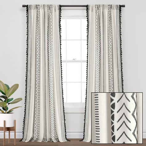 Lush Decor Hygge Boho Stripe Tassel Window Curtain Panels - Bed Bath & Beyond - 37177449 Hygge Boho, Light Filtering Window Treatments, Floating Bed Frame, Hygge Style, Linen Headboard, Velvet Upholstered Bed, Lush Decor, Queen Size Bed Frames, Metal Platform Bed