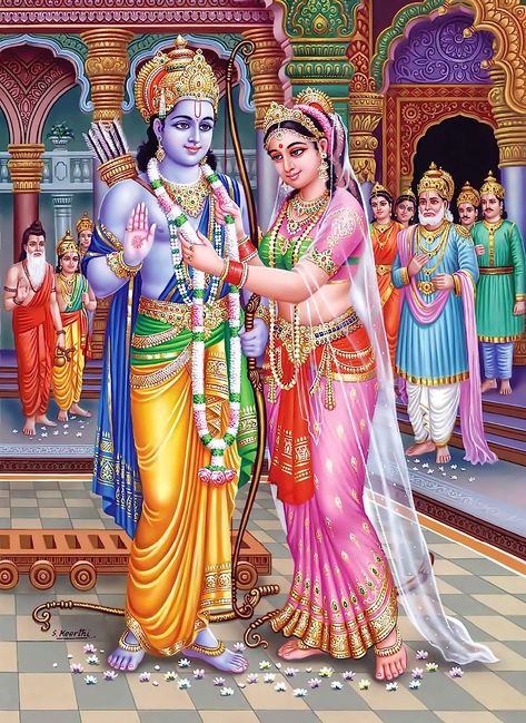 Tallenge - Ram Sita Marriage - Indian Miniature Art - Small Poster(Paper,12 x 17 inches, MultiColour) : Amazon.in: Home & Kitchen Vivah Images, Ram Sita Image, Shree Ram Photos, Ram Sita Photo, Masala Dabba, Marriage Images, Rama Sita, Ram Sita, Rama Image